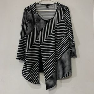 Robert Louis sz LG Black & White Diagonal Striped Tunic